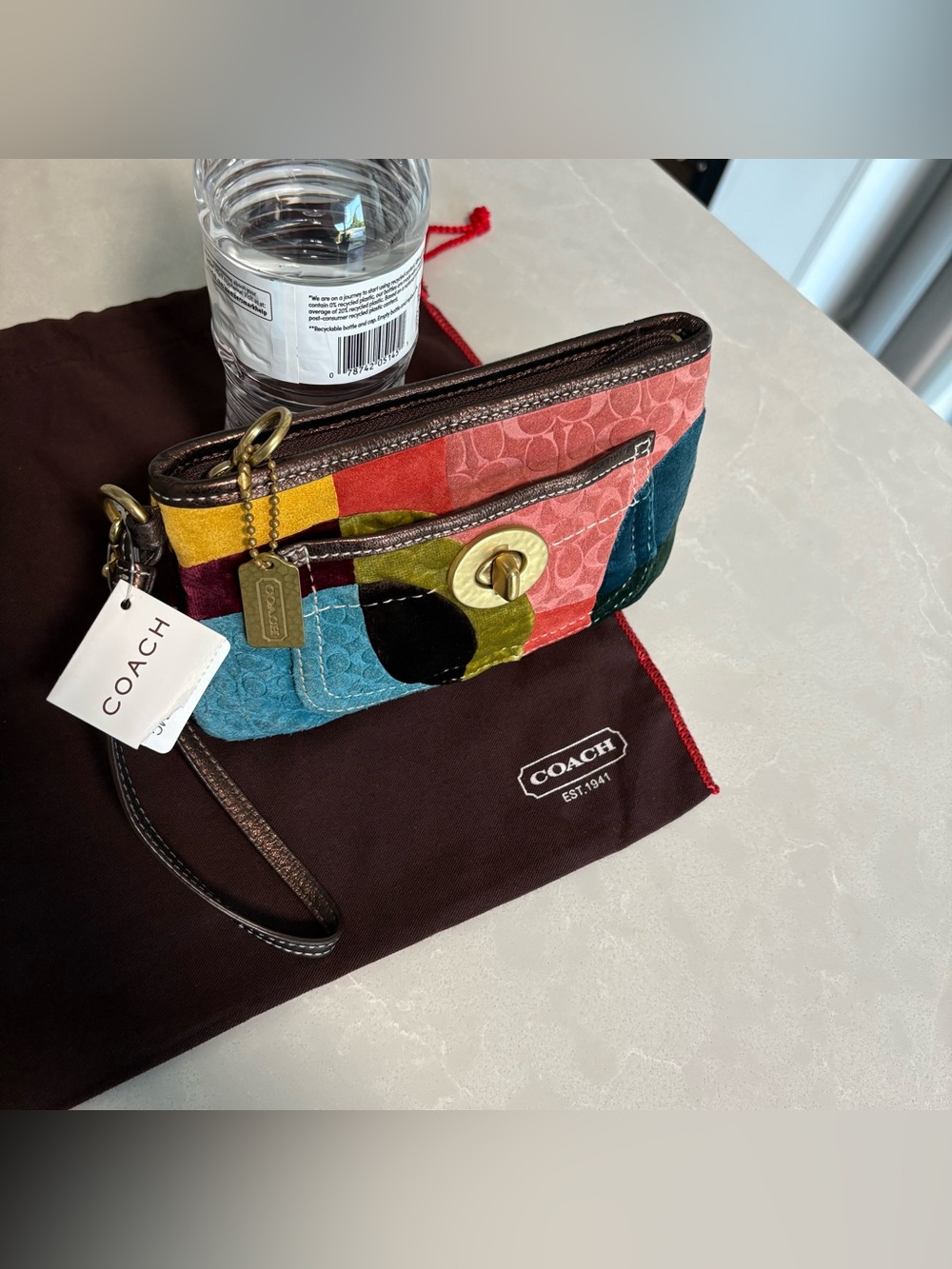 Y2K VTG Coach Velvet Suede Patchwork Clutch | Hammered Hardware | 40854 - Picture 7 of 16